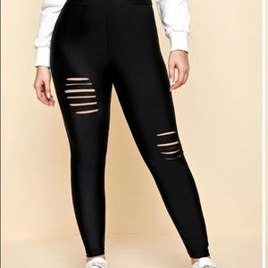 SHEIN Plus Ripped Detail Leggings 3XL